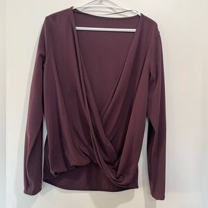 Lululemon Athletica Full Freedom Long Sleeve Wrap Top in Black Cherry